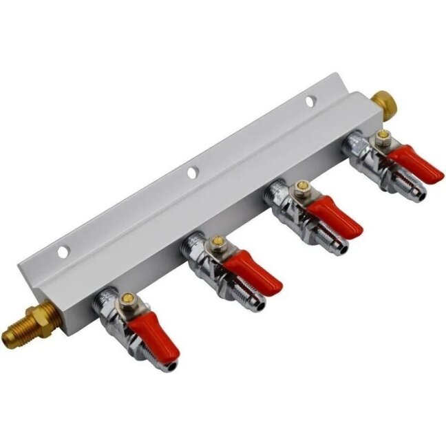 Gas Line Manifold Splitter 4 ways (MFL Thread)