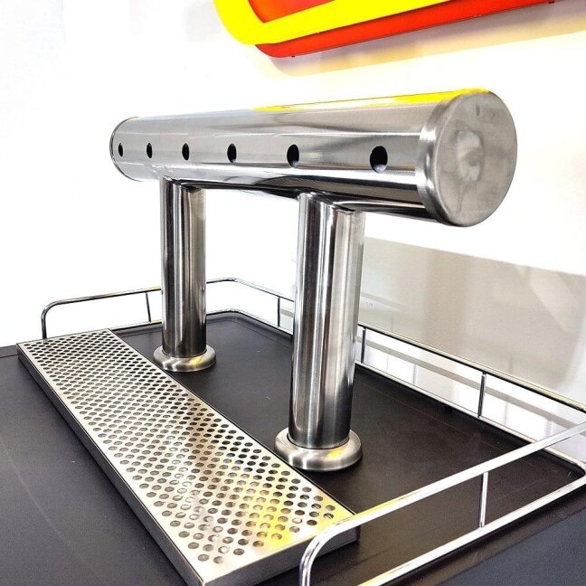 6 Tap TT Bar Brushed Stainless Font Only 2
